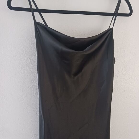 Bebe Black Satin Cowl Neck Slip Midi Dress size XS - Picture 4 of 7
